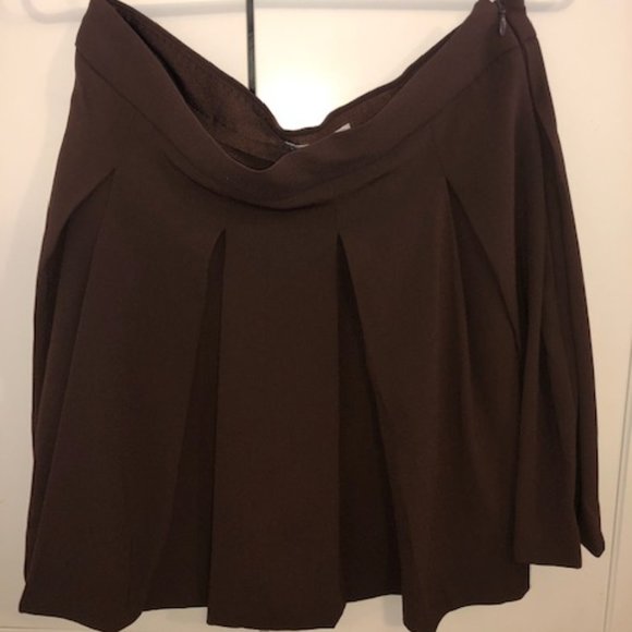 Babaton Savoy Pleated Skirt Brown - Picture 3 of 3